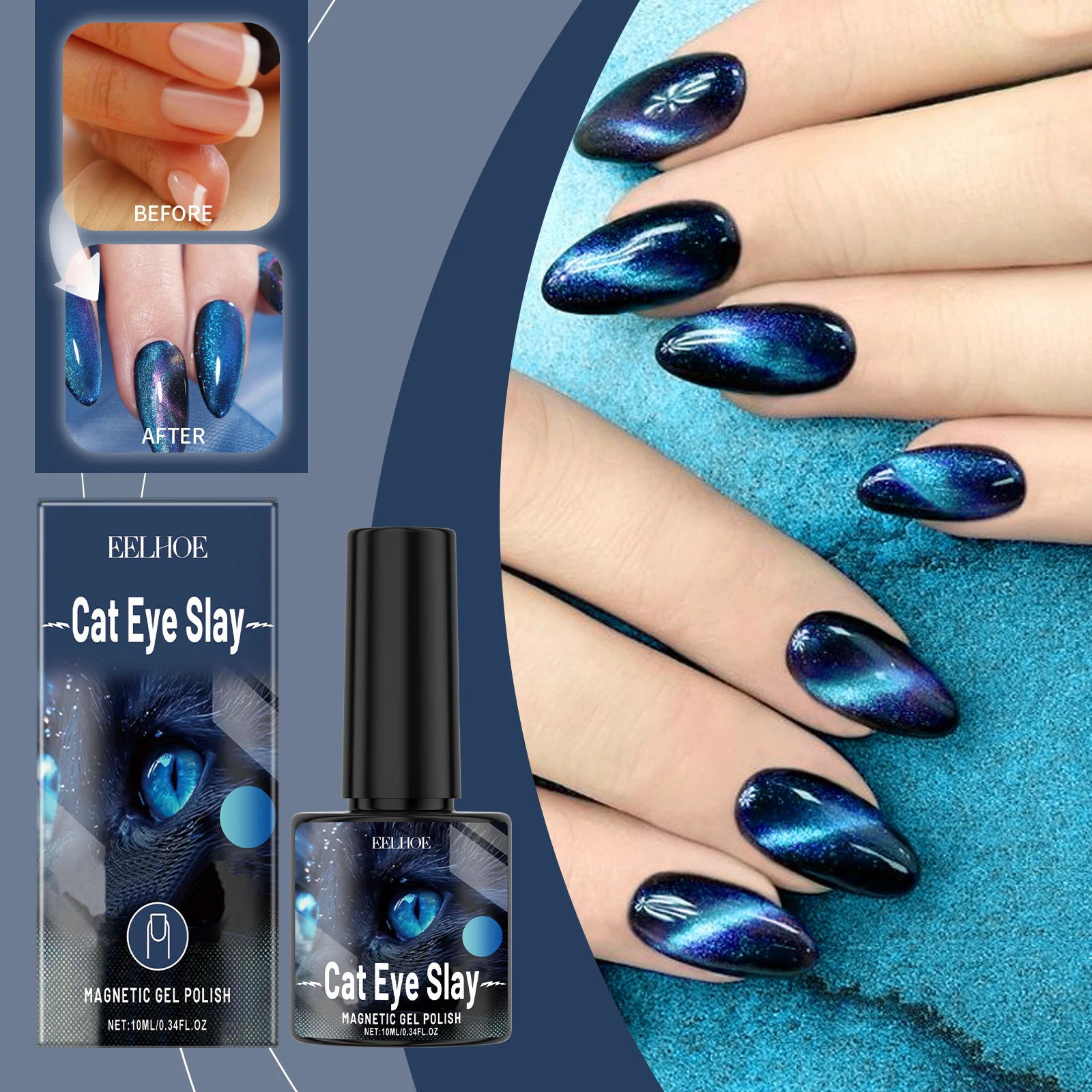 Cat Eye Magnetic Gel Polish - Professional Salon Effect Nail Lacquer | 10ml