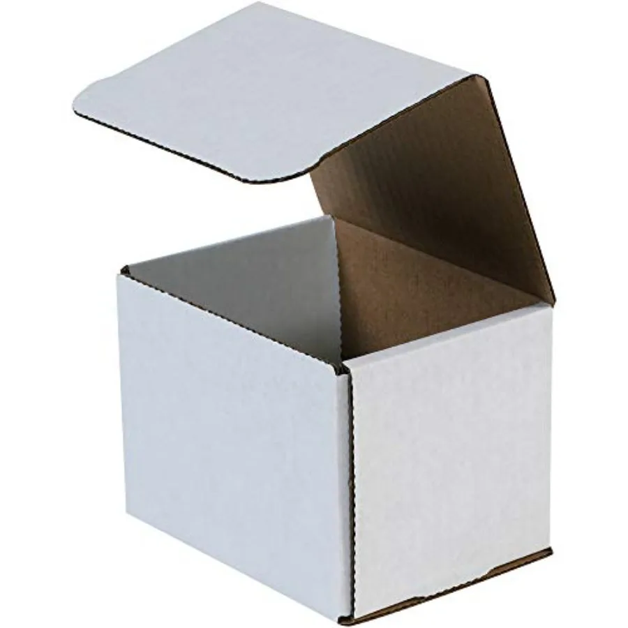 

White Corrugated Cardboard Mailer Box 5" L x 4" W x 4" H Pack of 50 Crush-Proof for Shipping and Mailing UPS USPS and FedEx