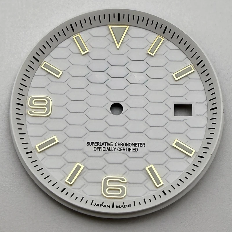 33.8mm NH35 Dial S Logo Gold Sterile Honeycomb Dial Suitable For NH35/NH36 Automatic Movement Vertical Lines Watch Accessories