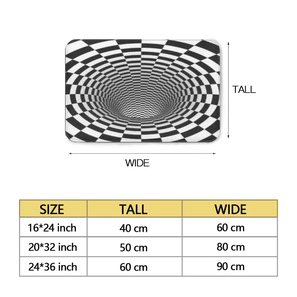 Vertigo Hypnotic Funny 3D Living Room Rug Carpet Flannel Slip Mat Decor Aesthetic Dressing