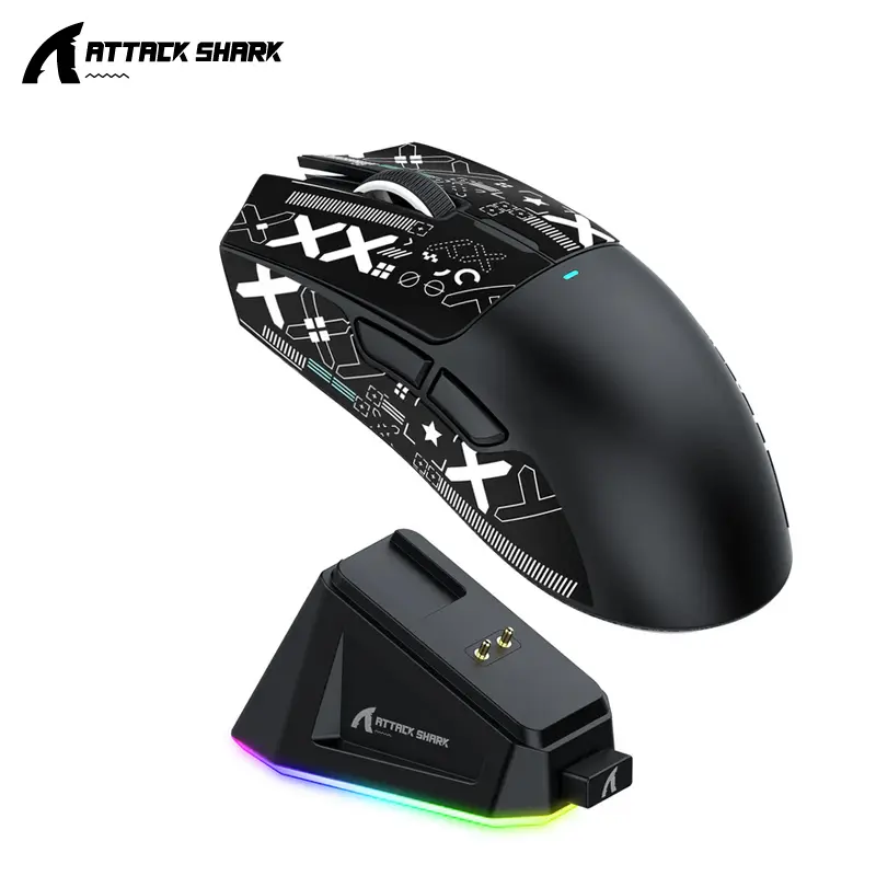 X11 Attack Shark Gaming Mouse Sem Fio 1K Hz PAW3311 Macro Magnético RGB Carregador de encaixe para jogos