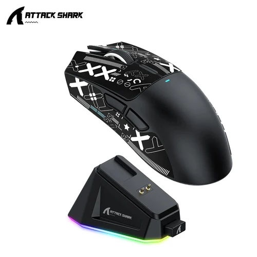 X11 Attack Shark Gaming Mouse inalámbrico 1K Hz PAW3311 Macro magnético RGB cargador de acoplamiento para juegos
