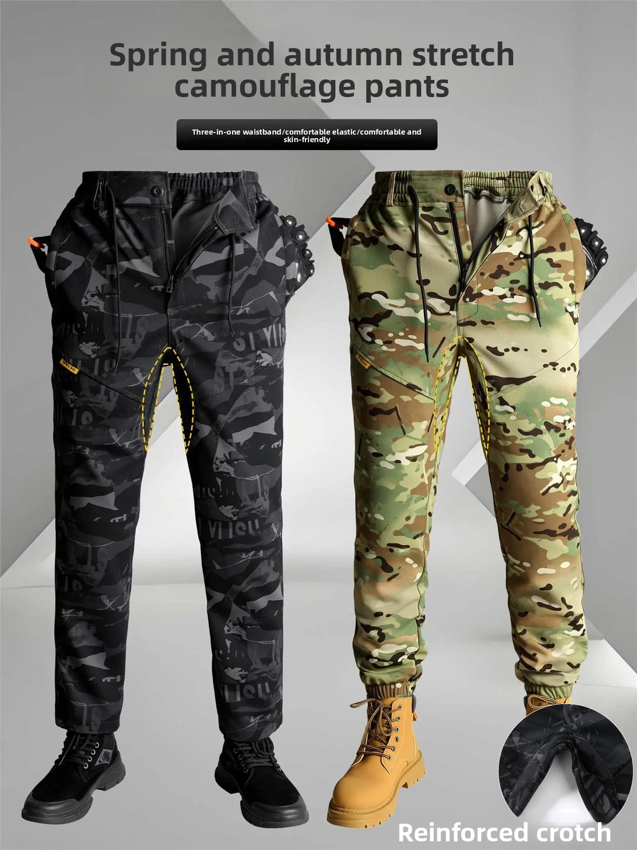 

Men's Camouflage Work Trousers with Crotch Reinforcement Straight Leg Wear Resistant Spring Autumn Long Pants for Heavy Du ...