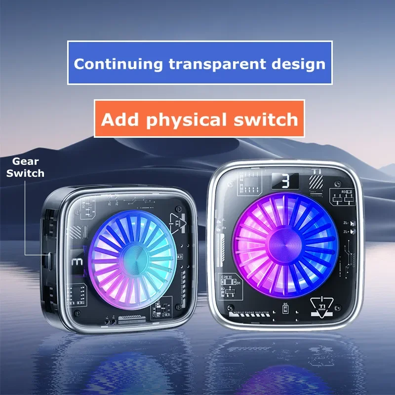 High-Performance Gaming Phone Cooler, Semiconductor with Ice Generation, Magnetic & Clip-On Design with RGB Lighting Effects