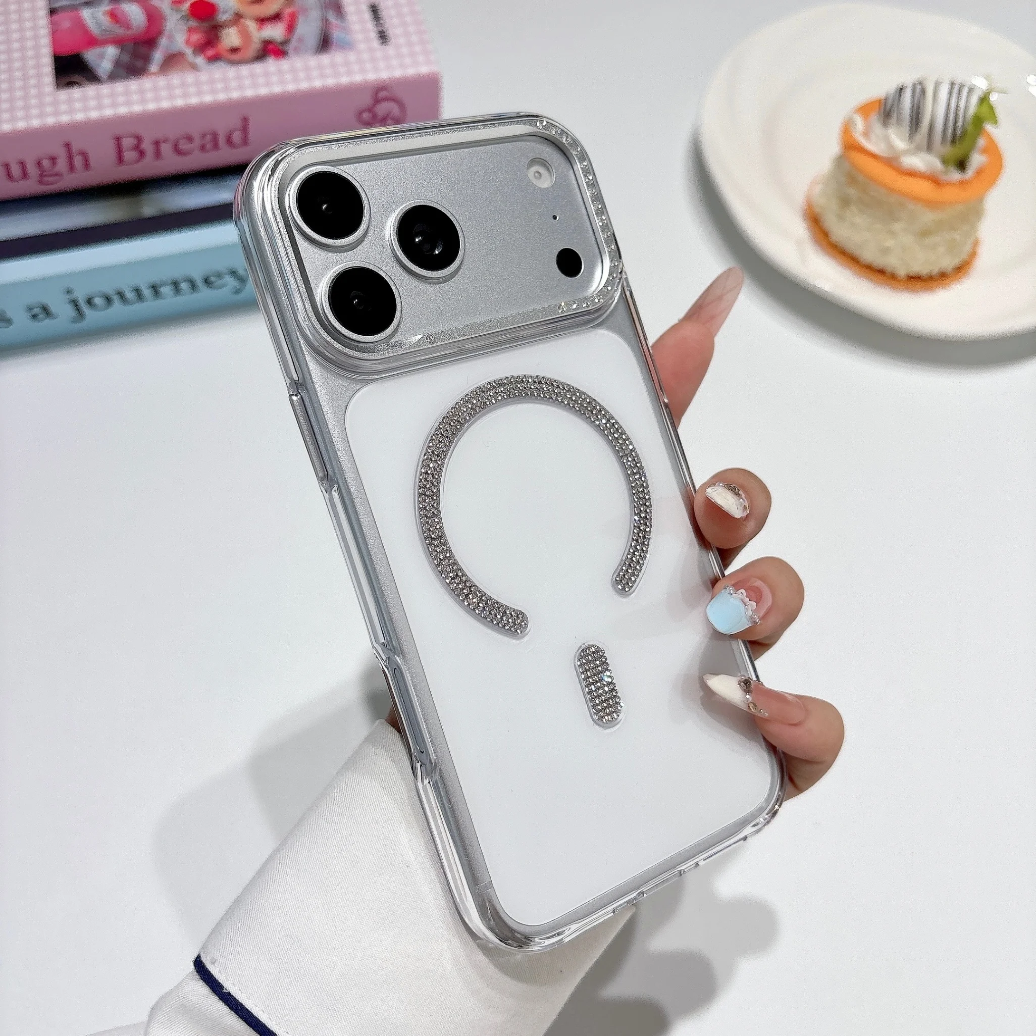 Neue Modische Glitzer-Diamant Transparente Hülle für iPhone 18 17 16 15 Pro Max Magnetische Kabellose Ladehülle Stoßfeste Abdeckung