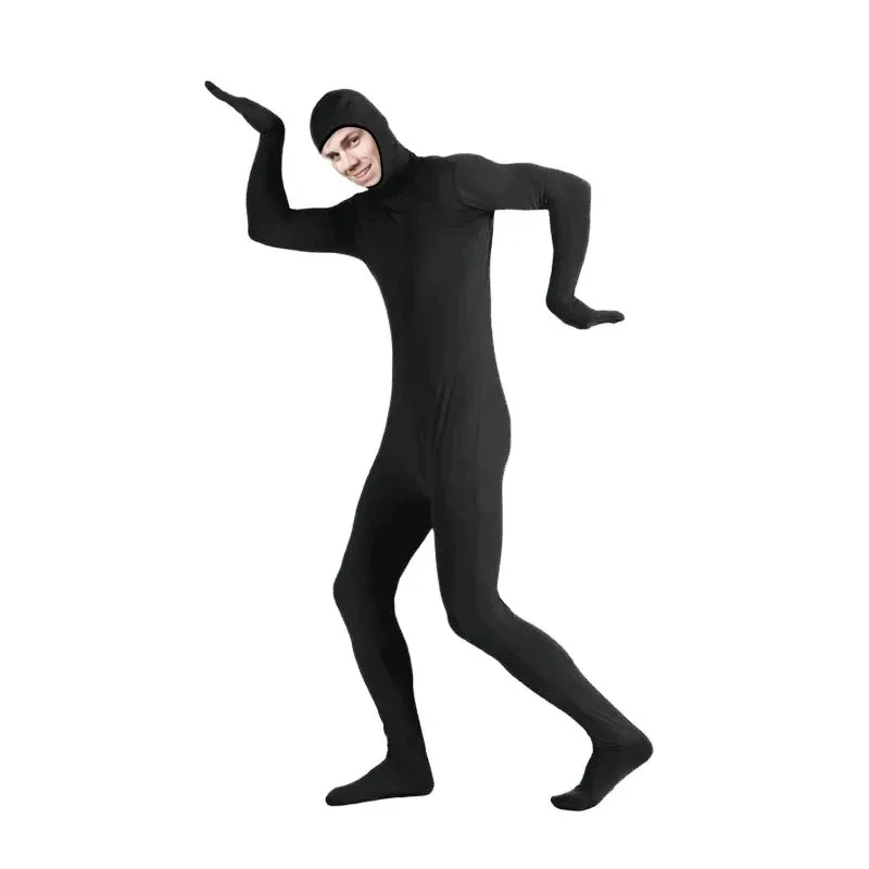 Adults Halloween Cosplay Costumes Women Men Unisex Invisible Cloak Ninja Jumpsuit Invisibility Skin Tight Full Body Zentai Suit