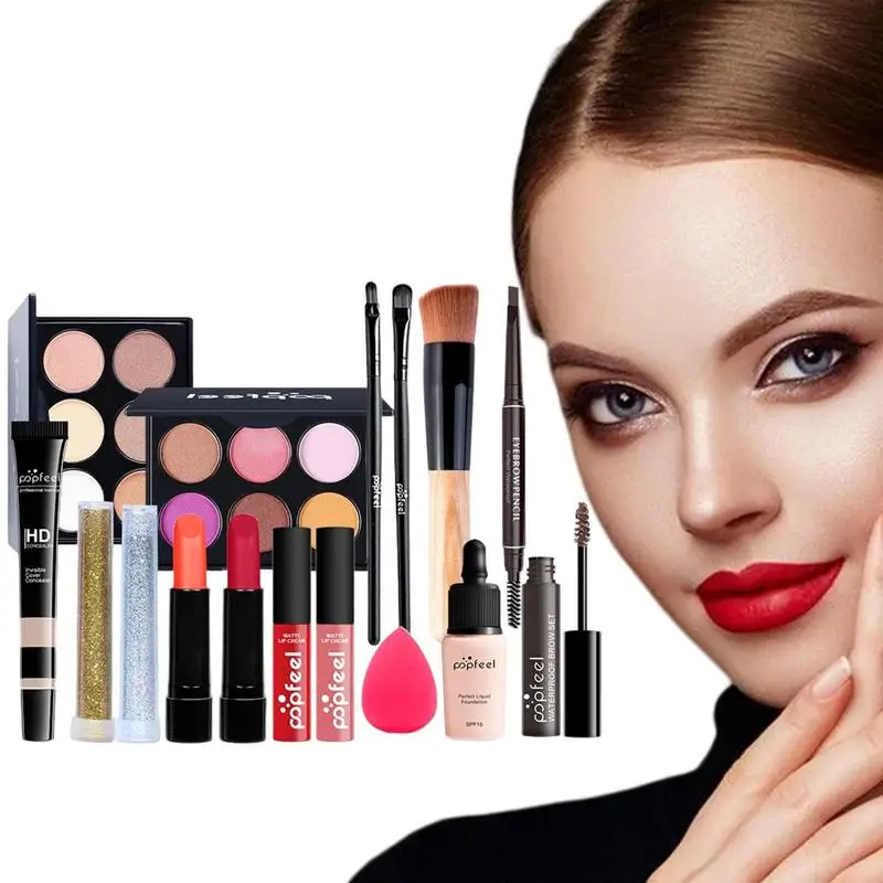 Make Up Kits Adult Complete 16-Piece Makeup Set For Beginners Portable Girls Makeup Kit All in One Makeup Gift Set for Women