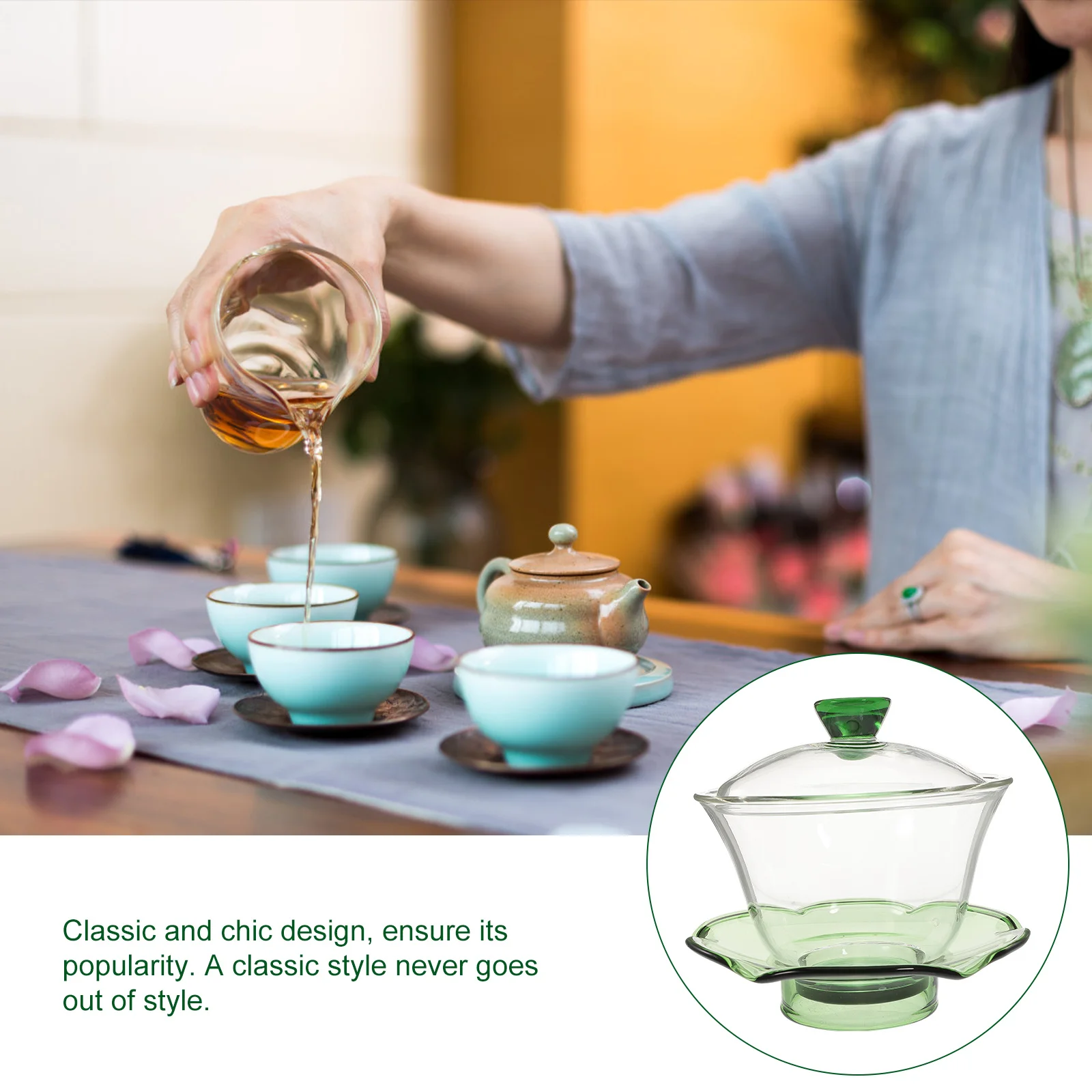 

1Set Clear Glass Teacup with Lid Decorative Teaware Easy Clean Storage Suitable for Home Restaurant Gift Tea Cup with Lid