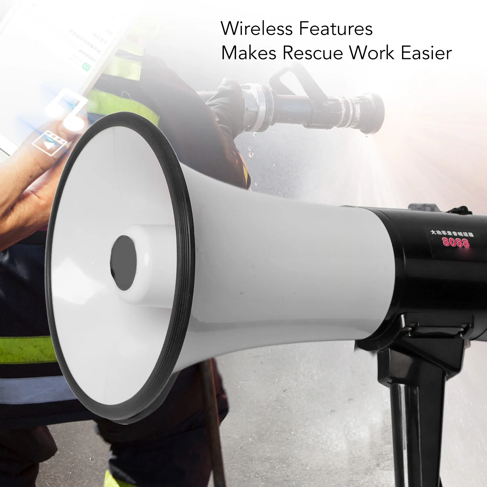 Blow Horn  Speaker Megaphone Portable Megaphone Bullhorn Outdoor Handheld Blow Horn  Speaker 40W with Lithium Battery