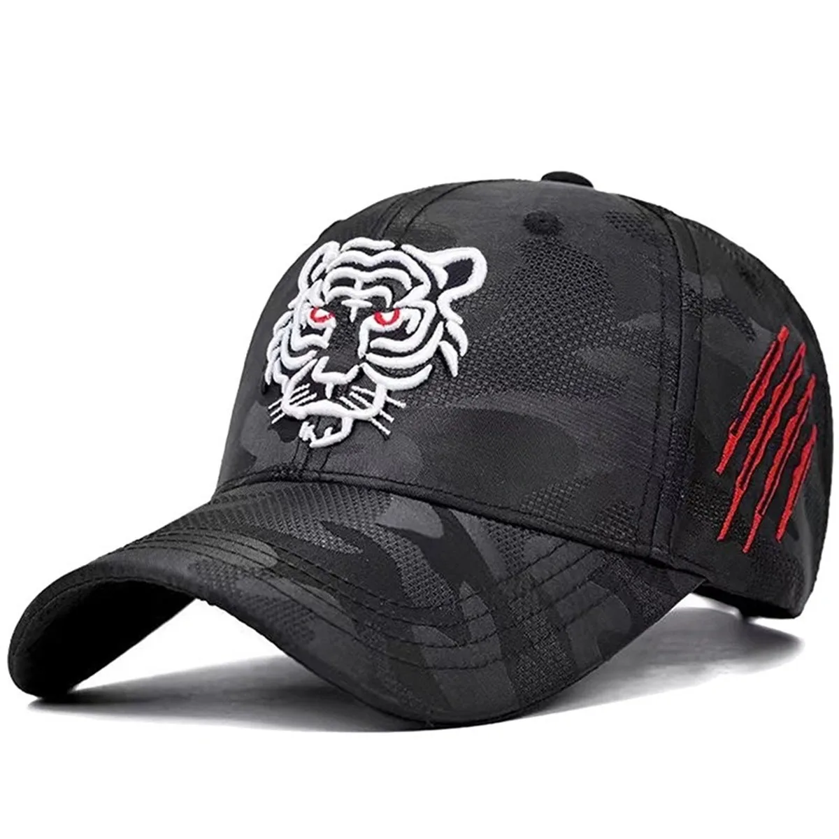 Unisex-Baseballmützen mit Tiger-Stickerei, für Frühling und Herbst, für den Außenbereich, verstellbare Freizeithüte, Sonnenschutzhut, Sportkappe – Detail 7