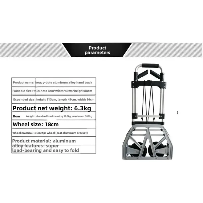 Folding Portable Hand Truck Multifunctional Shopping Trolley for Luggage Express Logistics