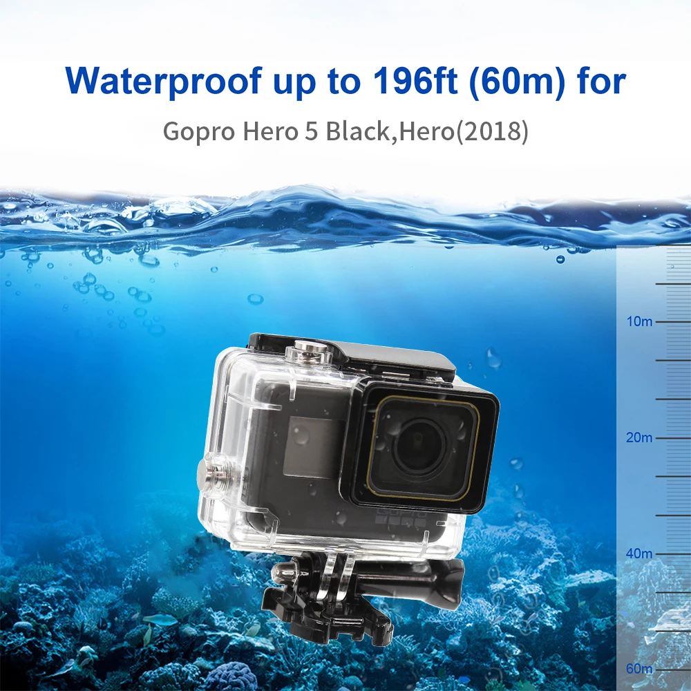 HONGDAK 60m Waterproof Housing Case For Go Pro GoPro 7 6 5 Hero Black Protective Cover Mount With Filter Action Camera Accessory