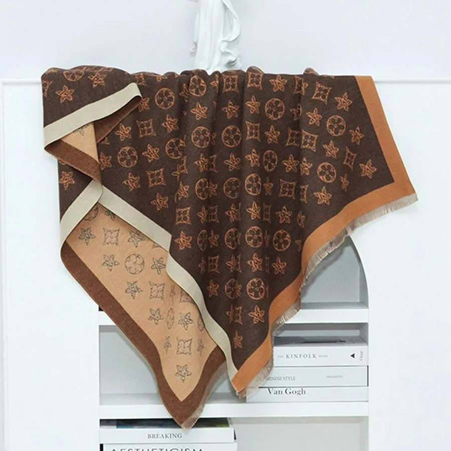 

Fashion Imitation Cashmere Women's Shawl Autumn Winter Warm Scarf Two-sided Jacquard Pattern Design Ladies Scarf Pashmina