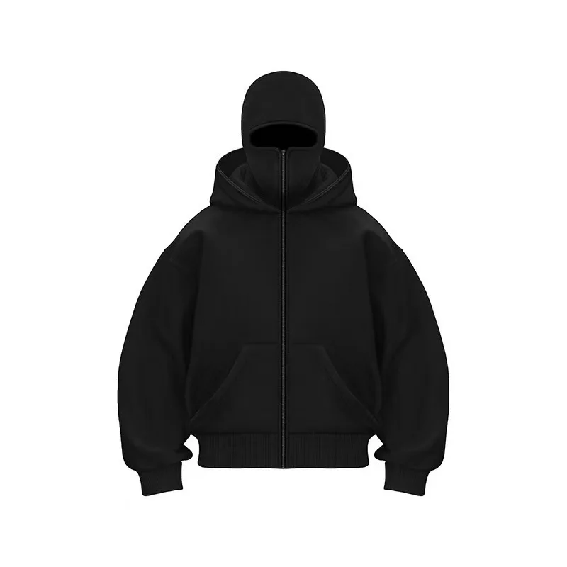 Balaclava Autumn/Winter Warm Fashion Personalized Hoodie Men's Soild Color Double layer Hoodie Sportswear 2025 New Edition