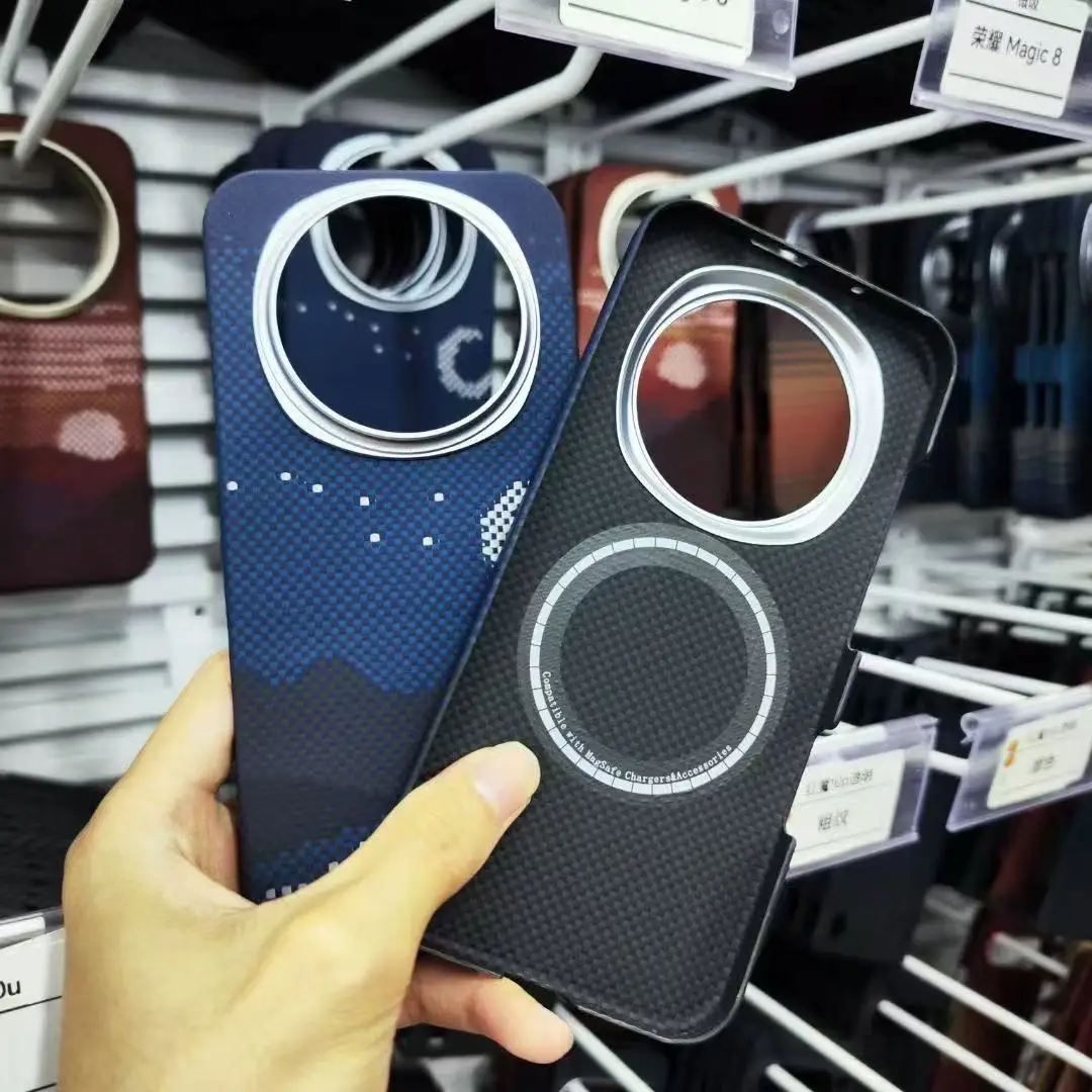 حافظة هاتف مغناطيسية حقيقية 600D من ألياف الكربون الأراميد لهاتف Honor Magic 8 Pro 5G Global Magic8 Magic8Pro Magsafe #3