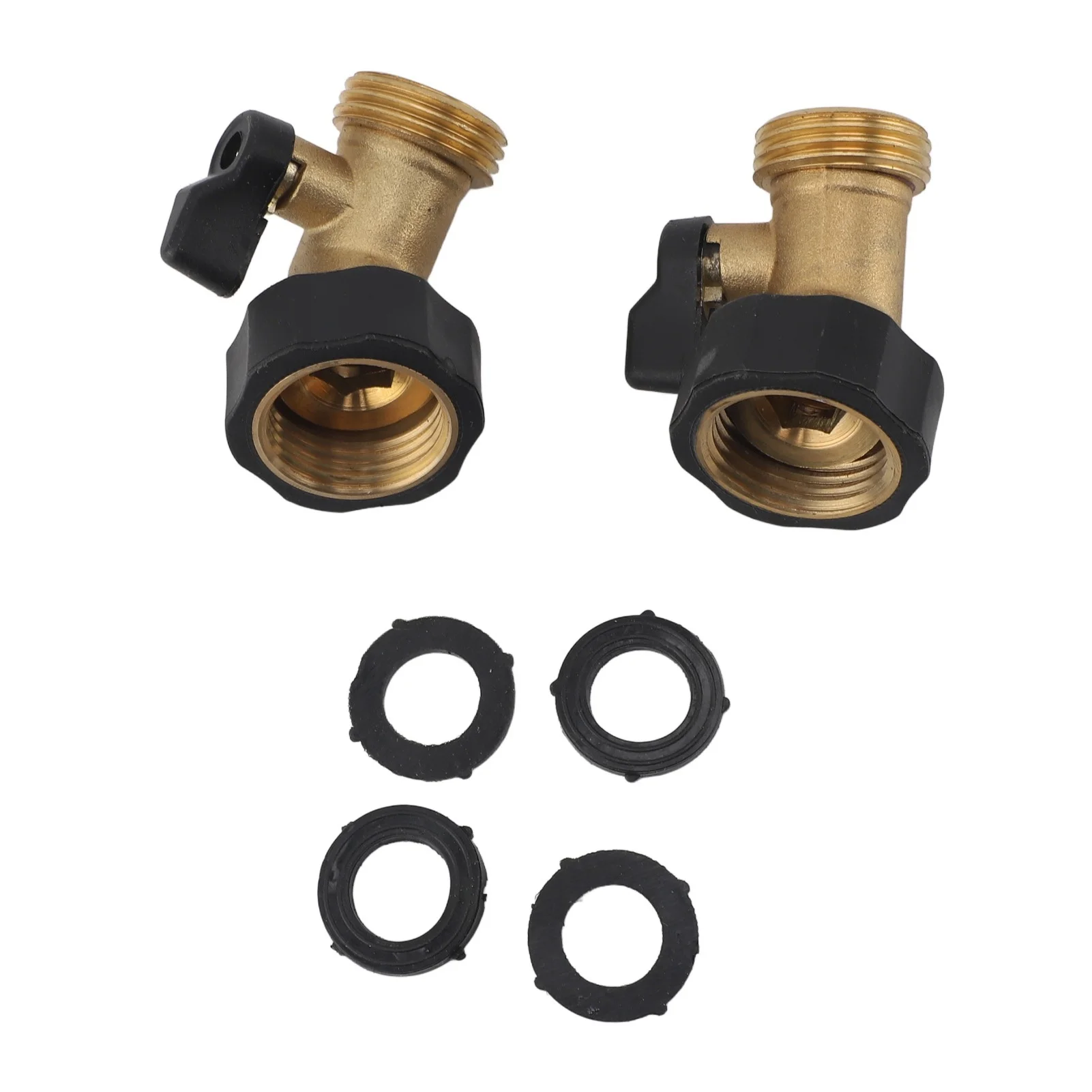 2 Pcs Garden Hose Shut Off Valve Brass 45° Bending Flexible Control Gooseneck Water Hose Connector for Irrigation Car Wash