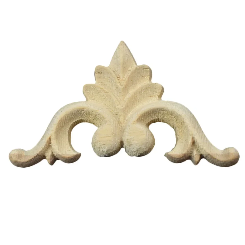 10PCS Woodcarving Decal Flower Patch Decorative Wood Appliques Furniture Door Decals Background Decoration Floral Applique