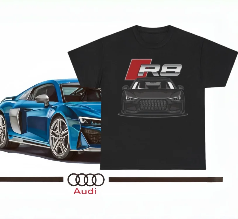 

2025 New Men's T-Shirt Audi R8 V10 Performance High Quality Cotton Luxury Top Business Street Work T-Shirt Short Sleeve