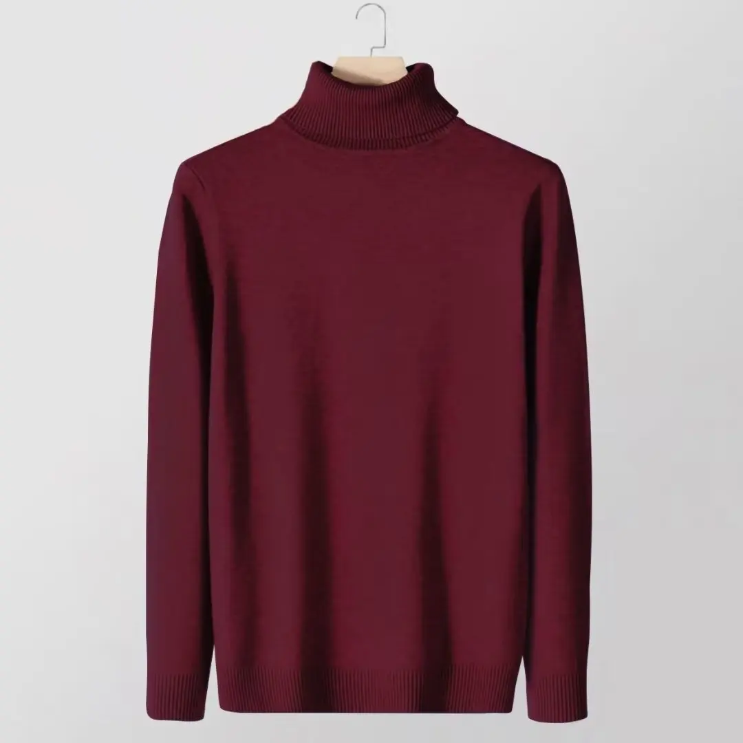

Loose Fit High Collar Knitwear for Men Casual Sle Long Sve Color Base Layer irt Faionable Turn-down Collar Swe...