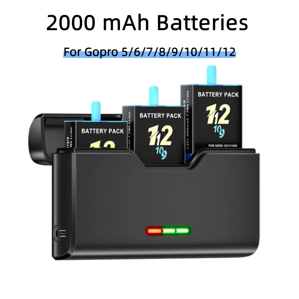 

2000mAh Black Camera Battery For GoPro Hero 5 GoPro Hero 6 GoPro Hero 7 GoPro Hero 8 GoPro Hero 9 GoPro Hero 10 GoPro Hero11/12