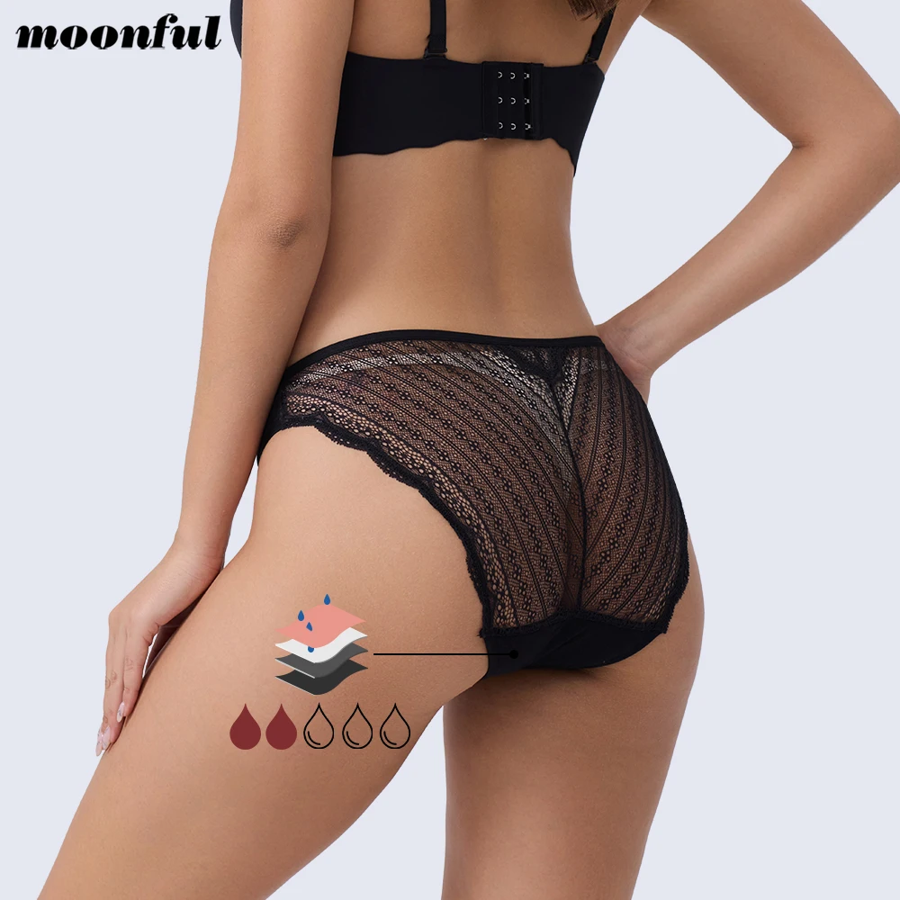 Menstrual Period Underwear Cotton Menstrual Panties Woman Sexy Lace Menstrual Cycle Panties Low Waist Light Menstruation Bikini