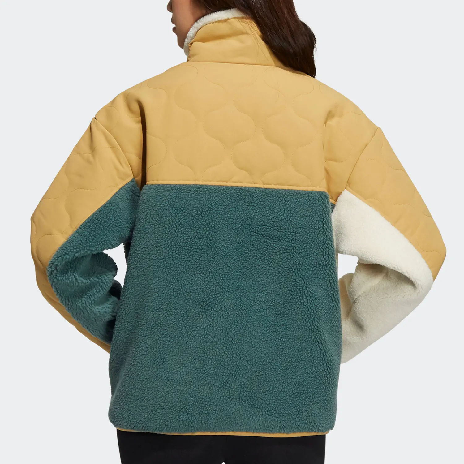 Adidas genuine clover women's spliced lamb fleece warm jacket HE6586