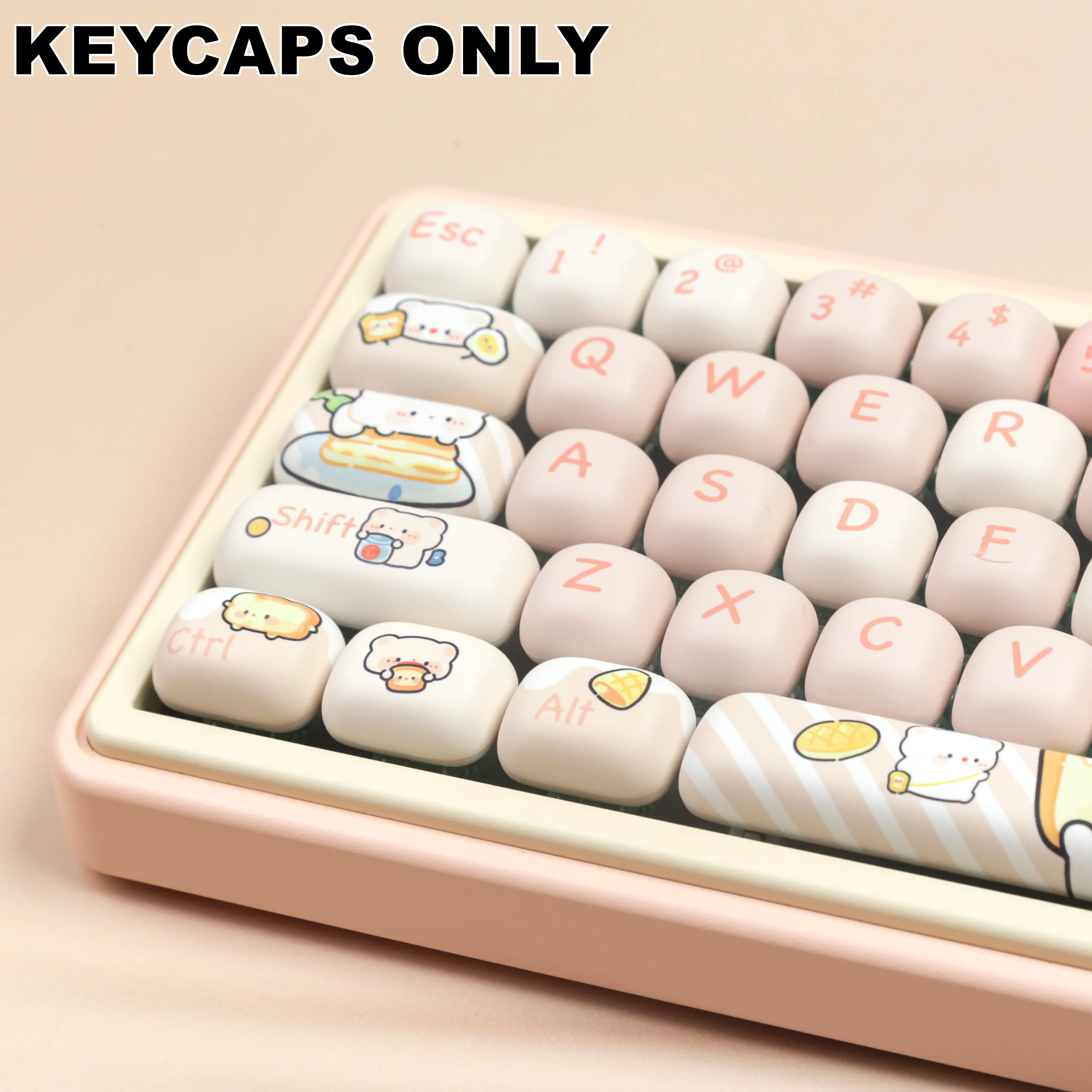 Imagem -04 - Pbt Keycaps Conjunto para Teclado Mecânico 140 Teclas Keycaps Perfil Mog Dye-sublimated mx Cherry Gateron Switch mx Urso Pão