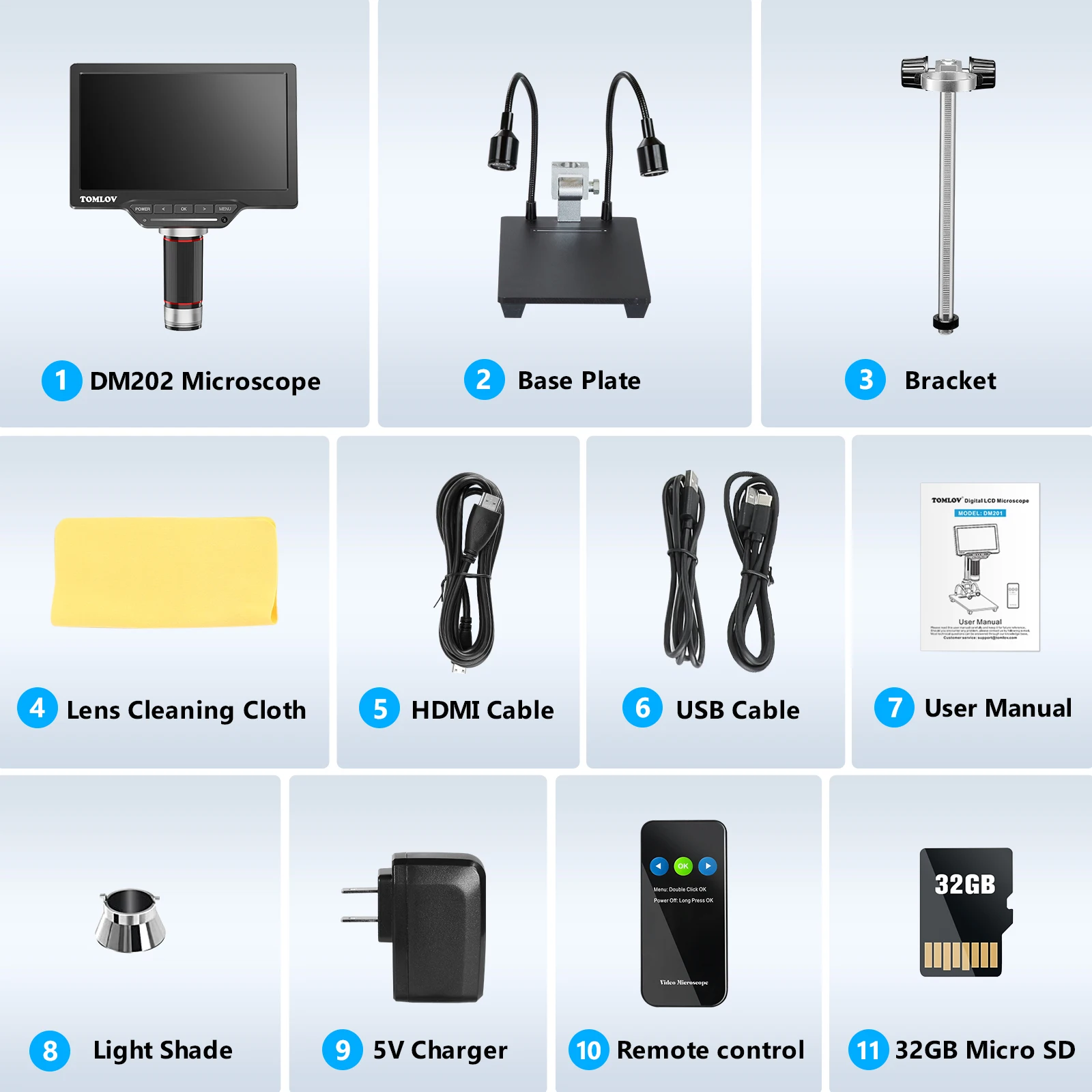 Imagem -06 - Microscópio Digital Hdmi Tela de 101 Polegadas para Solda Vídeo Eletrônico Microscopio 16mp Lupa Ferramenta de Reparo 32gb Tomlov-dm202