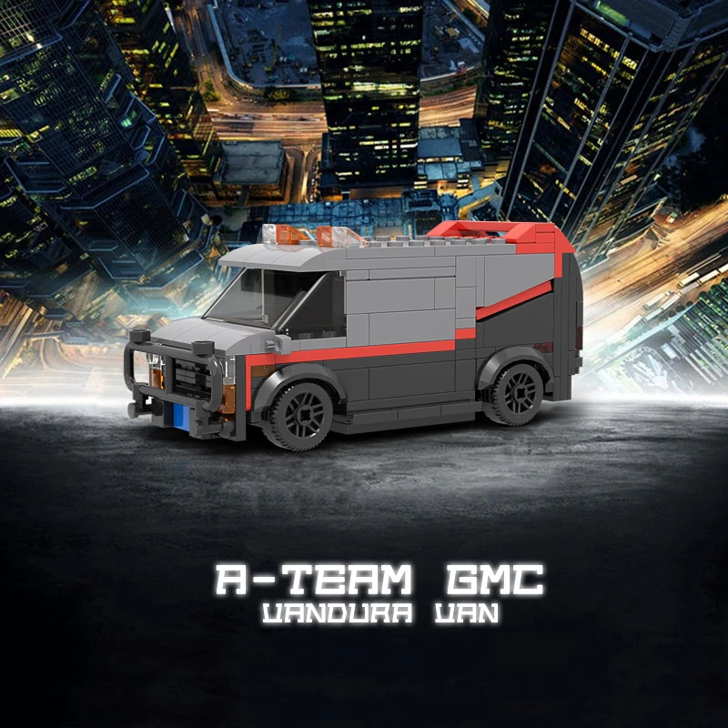 MOC Retro Simulation Car A-Team GMC Vandura Van Model Building Blocks Diy Toys Bricks Educational Christmas Gift For Children