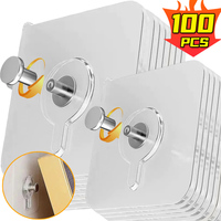 10-100PCS Self-adhesive Hooks Photo Frame Clock Hanging Holders Transparent Wall-Mounted Screw Hook Kitchen Bathroom Hangers