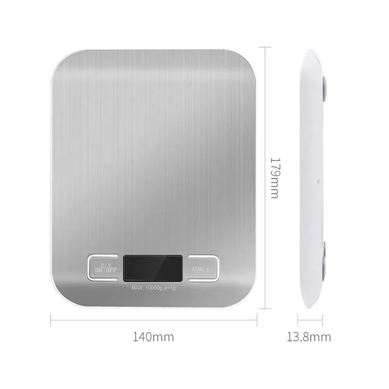 Rechargeable Kitchen Scale LCD Display 5kg/10kg Food Scale Stainless Steel Electronic Scale For Baking Cooking Tool view 2