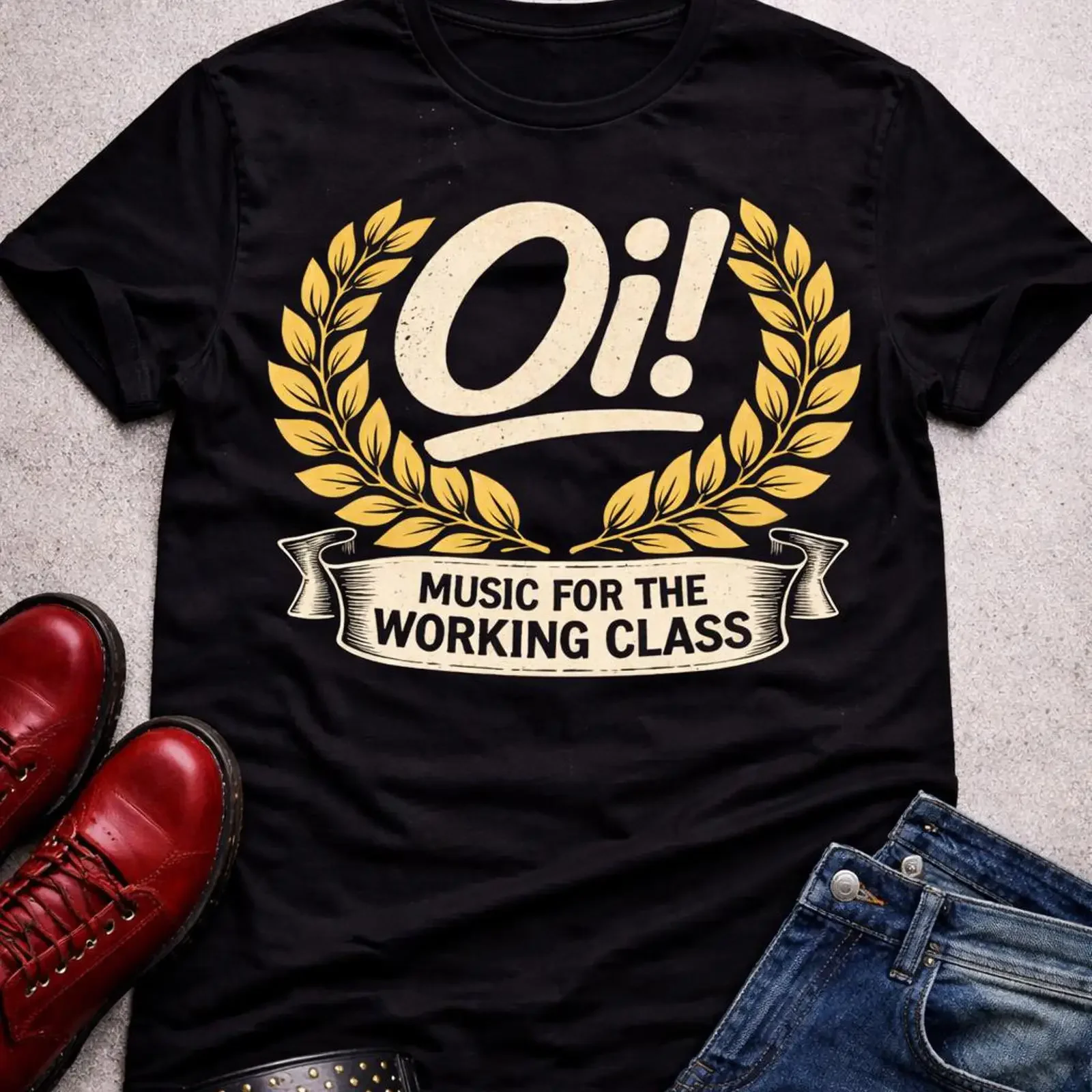 Oi Music for the Working Class T Shirt Classic Street Punk vintage Washed Stylish streetwear fashion Comfortable Slightly homme