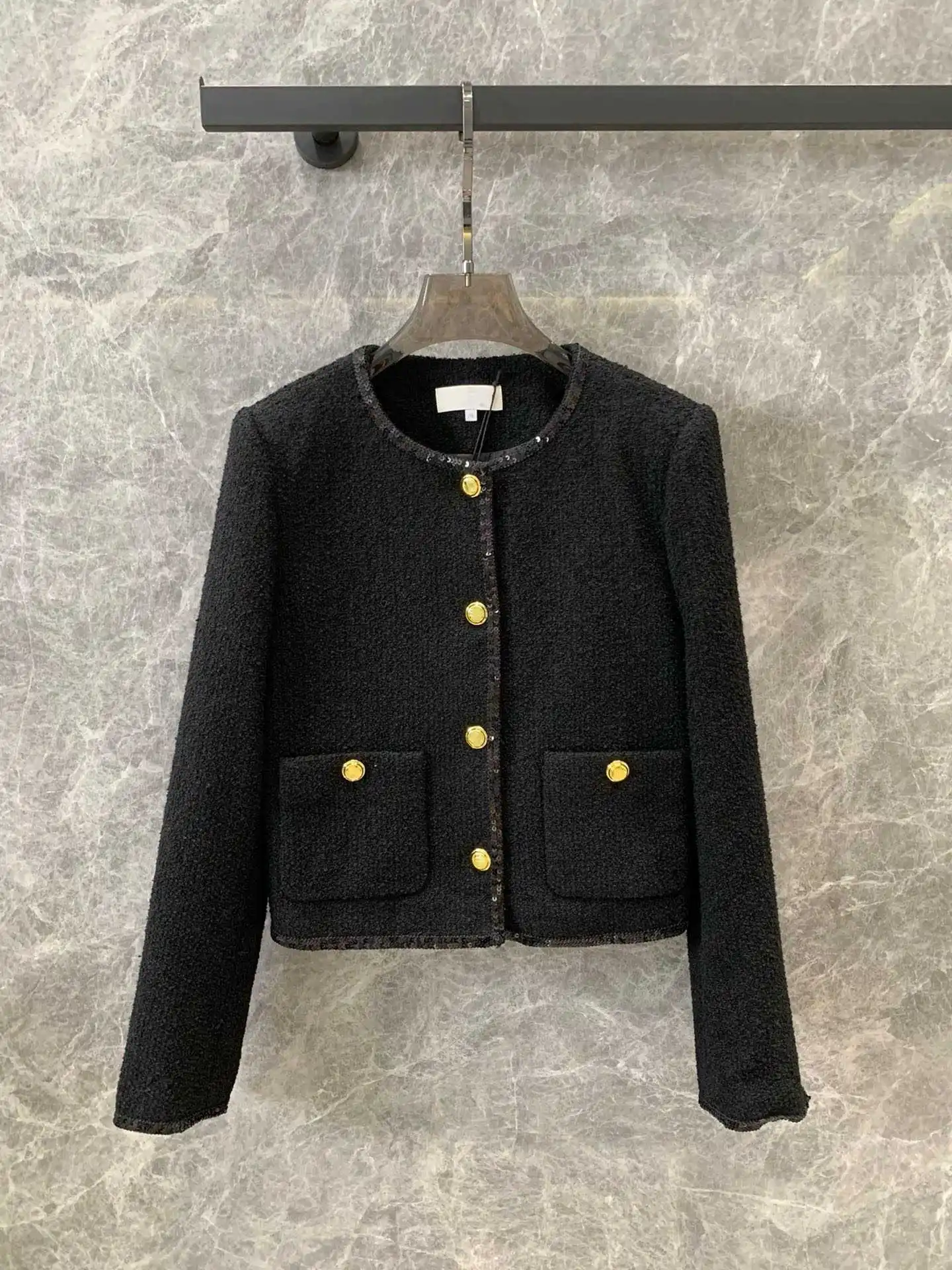 

24 early autumn new sequin single breasted coarse woolen coat for commuting and gatherings