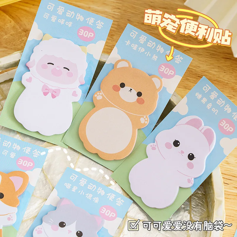 6PCS/lot Cartoon Shaped Notes Cute Animal Shapes Can Be Pasted with  Notes Ins Student memo pad and Message Labels image 4