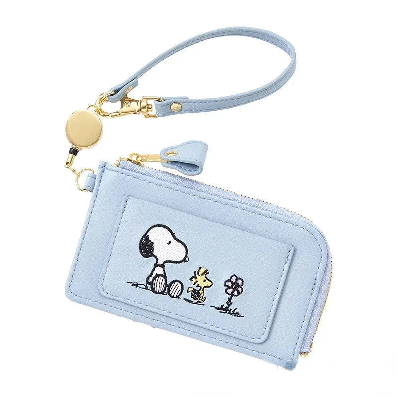 Snoopy Women\'s Wallet with Hand Lanyard Keychain Zipper PU Leather Luxury Female Purse Money Clip Wallet Holder Credit Card Bag