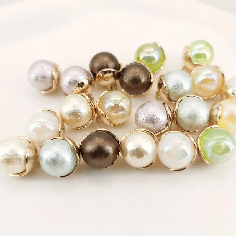 13mm Runde Perlenknöpfe Glänzende Schmuckperlen für Festtagskleider Hochzeitskleider Hemden DIY Mini Weiße Glasur Nähzubehör – Detail 1