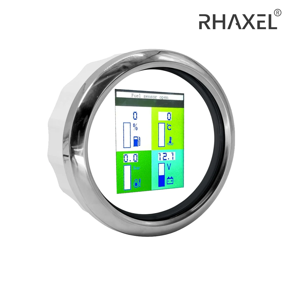

RHAXEL 85mm 6in1 Multi-Functional GPS Speedometer Tachometer Voltmeter Oil Pressure Fuel Level Water Temp Gauge for Car RV Boat