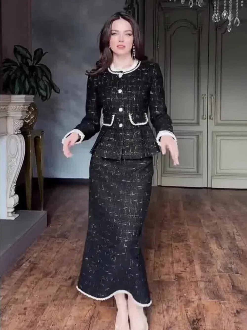 أنيقة 2 قطعة مجموعة الخريف النساء بلايز تنورة سترة شارع العليا العربية رداء طويل المغرب الزي دعوى 2026 دبي مكتب سيدة أبلى