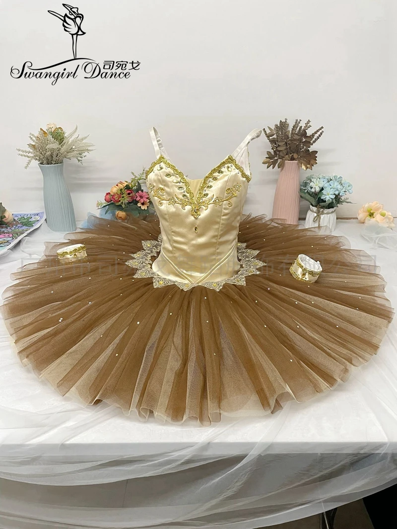 

Brown and Yellow Child Harlequinade Ballet Tutu Pancake Girls Classical Ballet Tutu BT4248