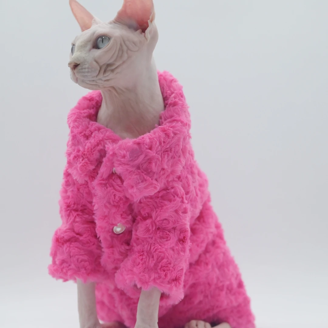 

Thickened Winter Soft Cat Clothes for Hairless Cats Sphynx Cat,Devon Rex,Small Cats and Dogs