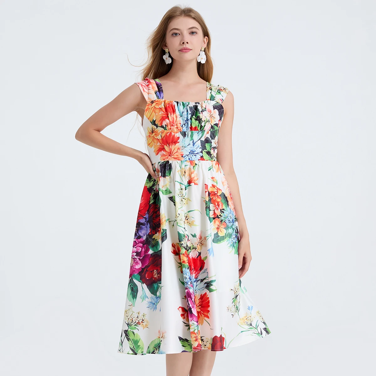 

Новая летняя юбка макси A-силуэта с высокой талией из полиэстера для повседневной носки