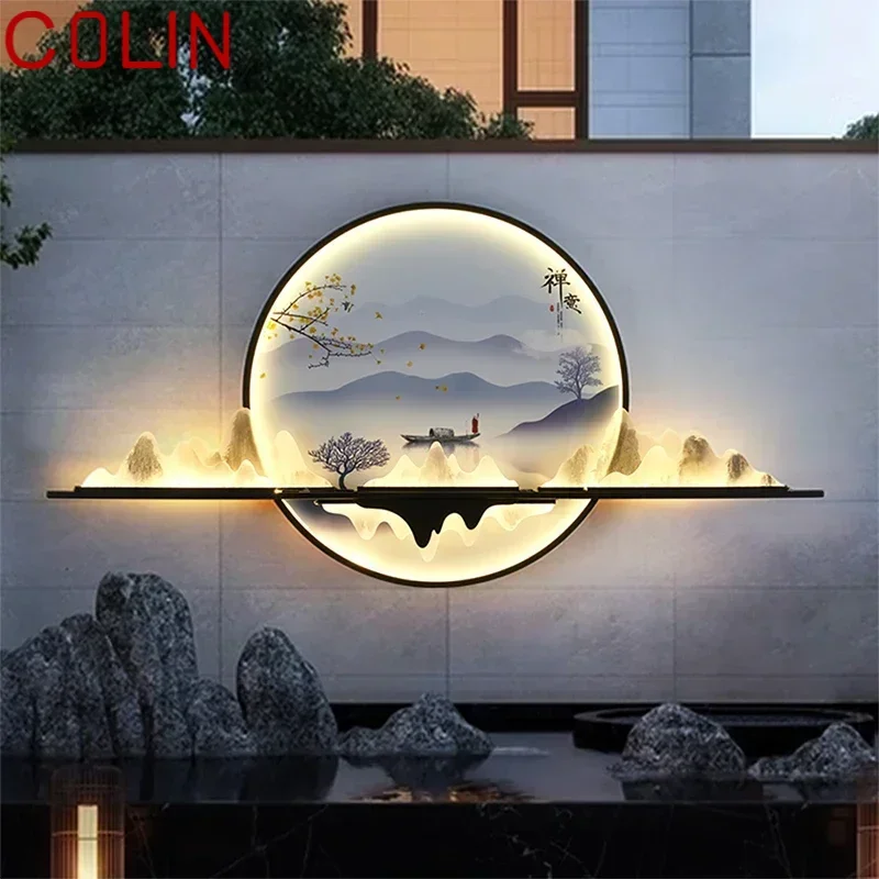 COLIN Solar Outdoor Mural Lamp 1 Meter Diameter Circular Landscape Waterproof Mural Villa Courtyard Garden Decoration Painting