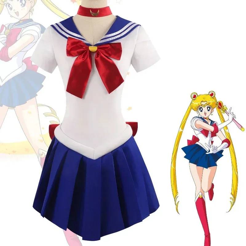

Japanese Anime Moon Cosplay Costume Women Tsukino Usagi Sailor Uniform Dress Set Adult Children Halloween Costumes Party Outfit