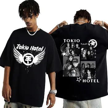 독일 록 밴드 Tokio Hotels Beyond The World Tour 2023 티셔츠, 남성용 패션 면 반팔 티셔츠, 힙합 록 티셔츠 