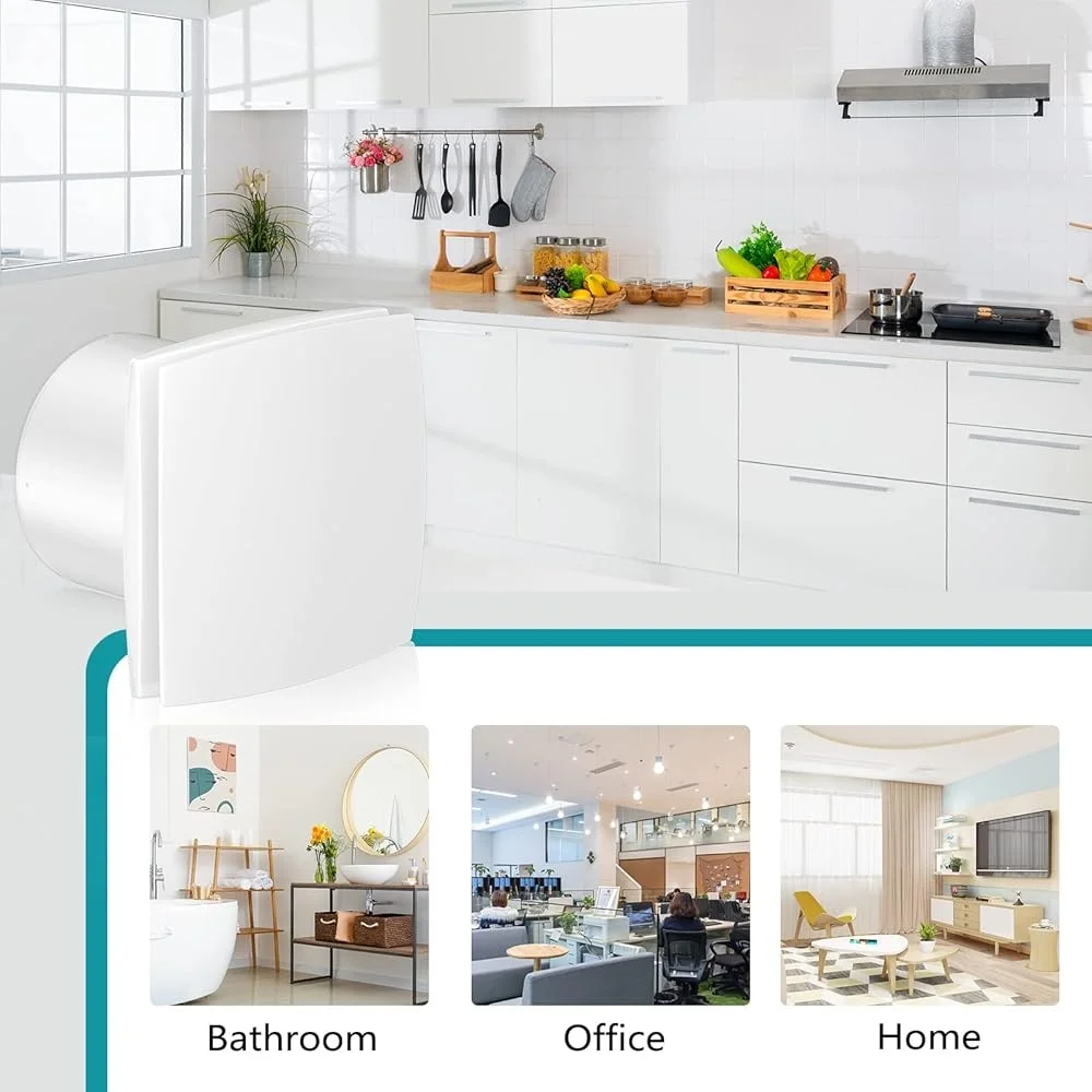 Extractor de aire de 6 pulgadas con amortiguador, montaje en pared de techo para cocina, baño, oficina, 150mm, 201m3/h, silencioso