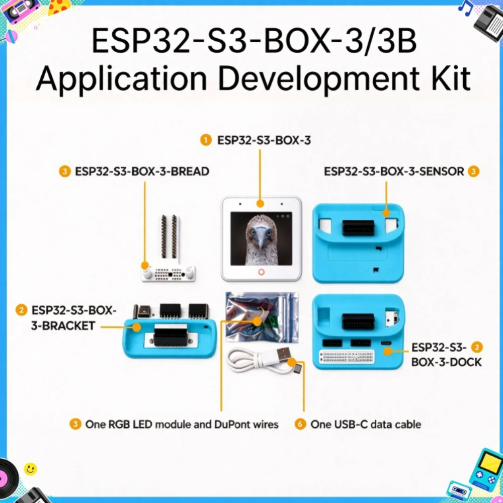 ESP32-S3-BOX-3/3B Application Development Kit Customized WiFi Bluetooth 2.4-inch SPI Touch Screen Voice Recognition for Office
