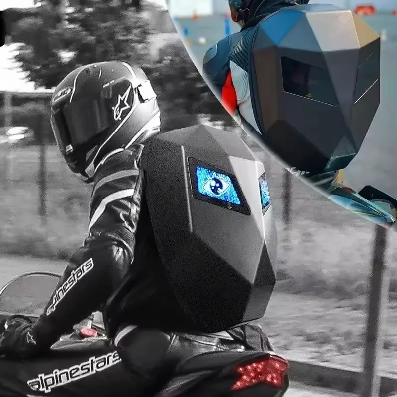 Motorcycle Backpack Women Men Led Eyes APP Bluetooth Control DIY Editor 14 Inch Notebook Mochilas Para Motocicletas Back Pack F1