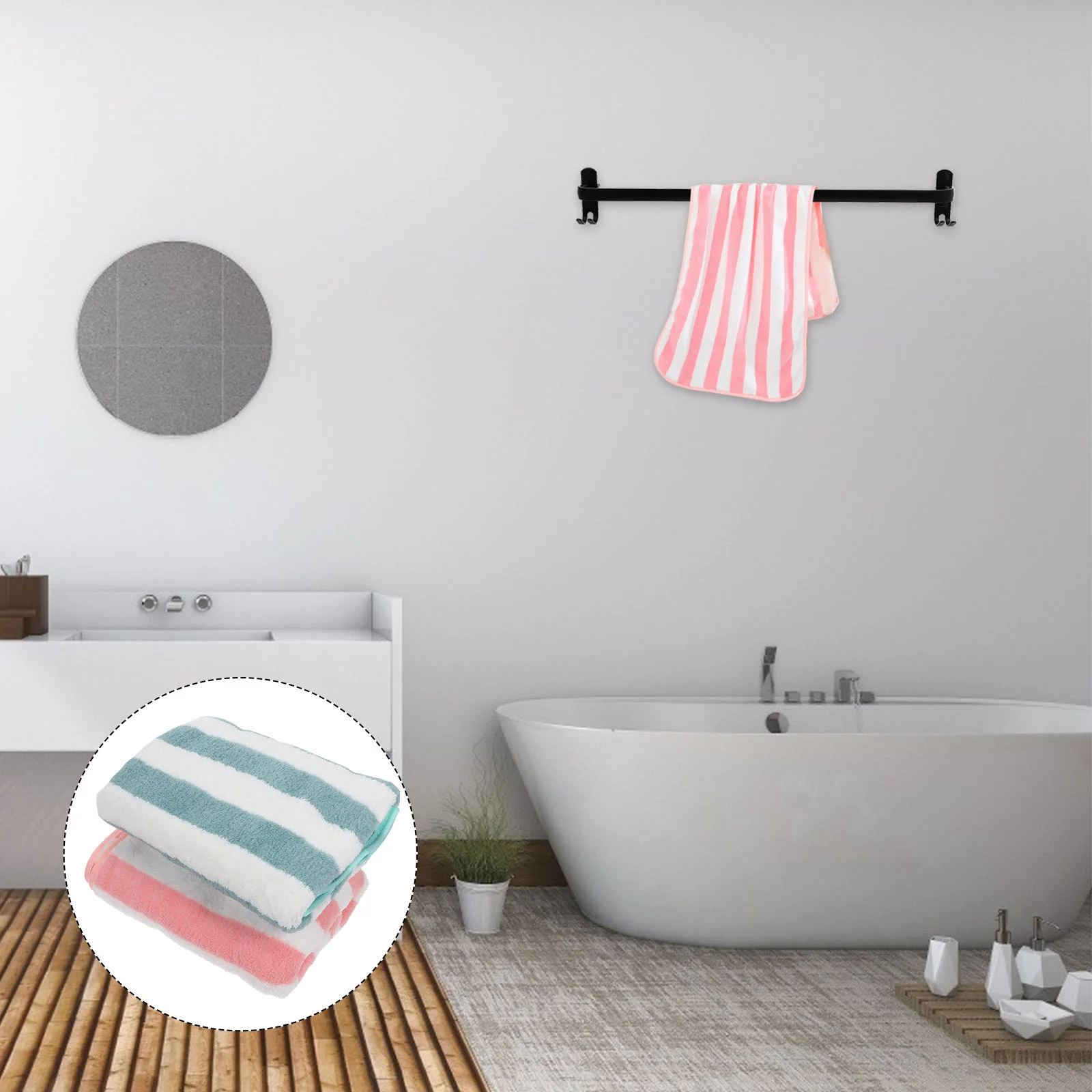 4 Pcs Color Striped Towel Absorbent Household Coral Fleece Face Bath Soft Breathable Thick Cloth