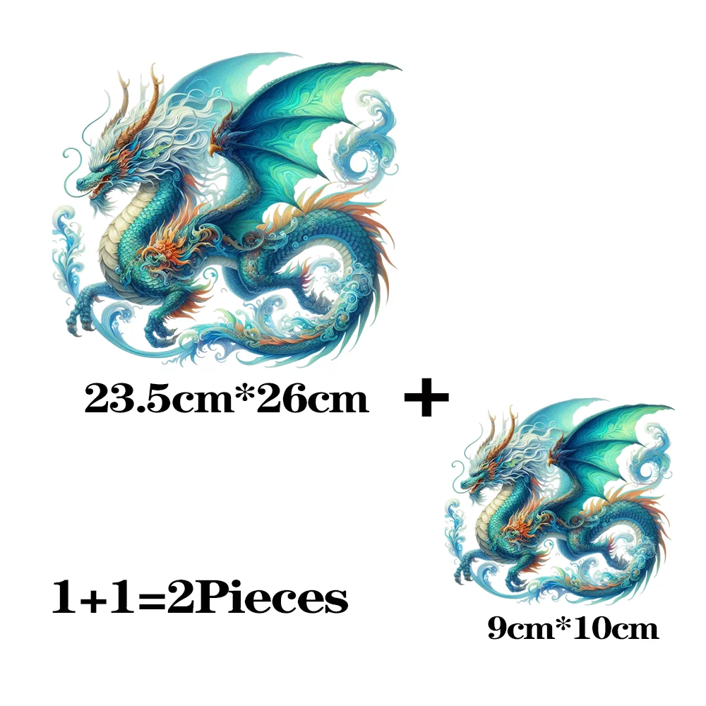 2Pcs/Lot Iron On Fusible Ironing Thermoadhesive Patches Dragon Heat Adhesive Thermal Transfer T-Shirt Stickers For Clothing DIY