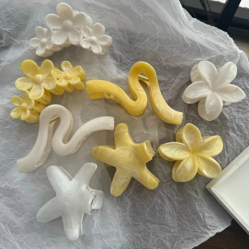 Fashion Egg Flower Starfish Hair Claw Grab Clips Colorful Summer Beach Vacation Shark Hairpin Hawaiian Headwear Hair Accessories